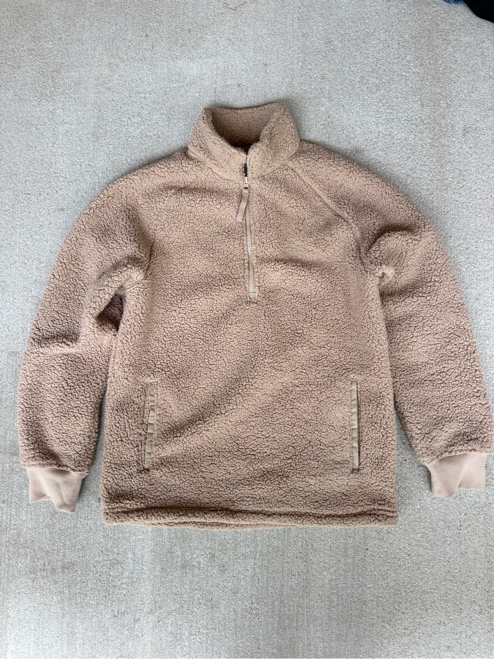 Goodfellow & Co Men's Taupe Zip-Up Sherpa Pullover - Picture 2 of 7